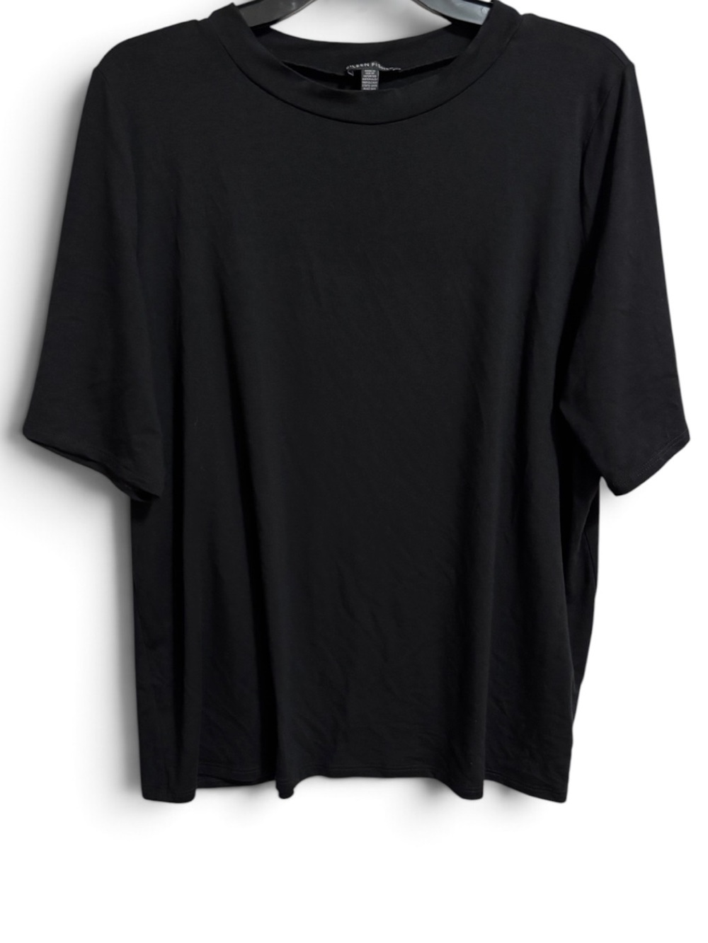 Eileen Fisher Black Tencel Lyocell Stretch Jersey Boxy Crew Neck Tee Size XL